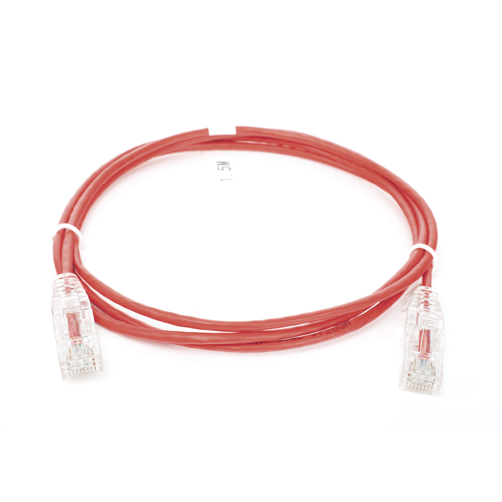 Cable de Parcheo Slim UTP Cat6 - 1.5 Metros (4.92 Pies) Rojo Di?metro Reducido (28 AWG) - Image 2