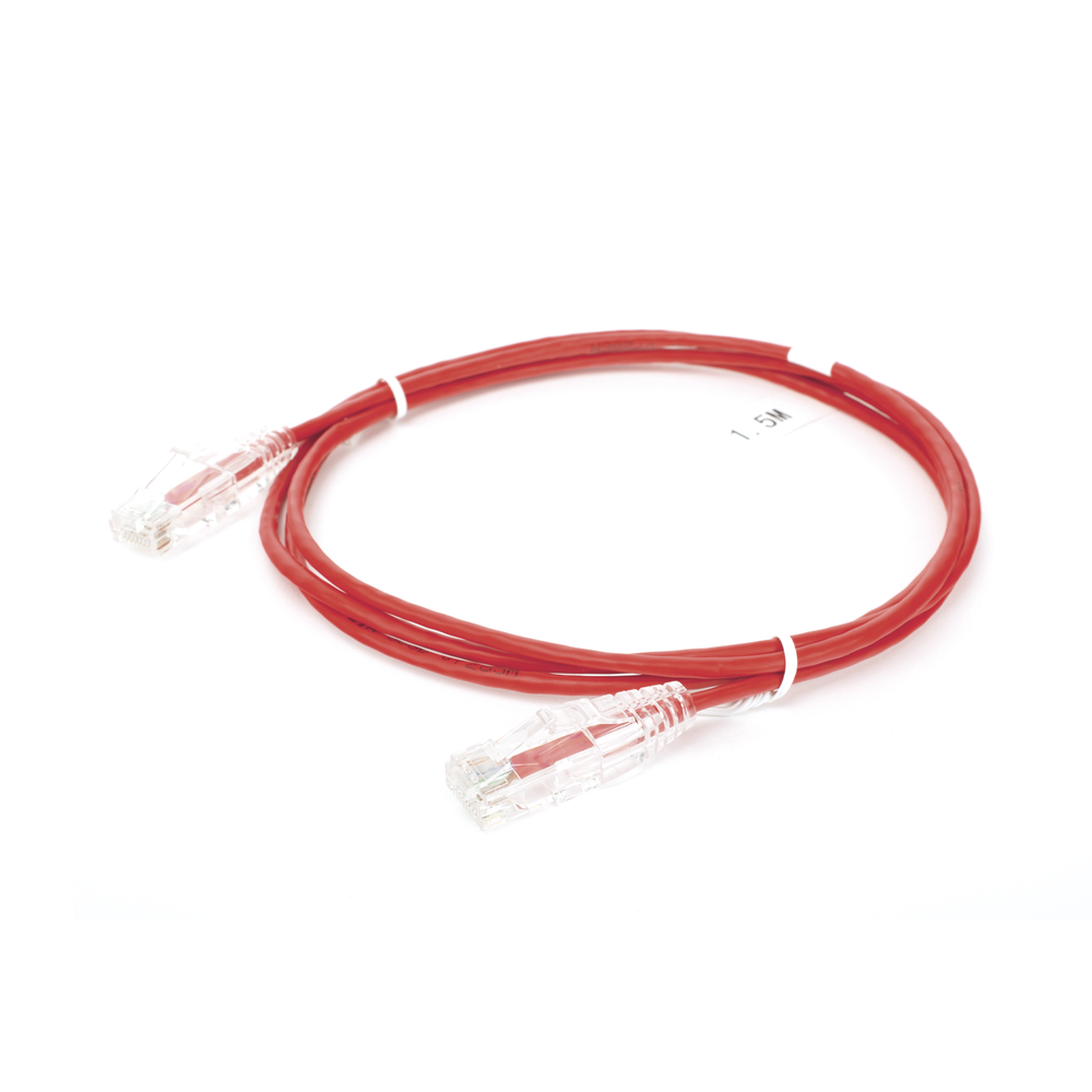 Cable de Parcheo Slim UTP Cat6 - 1.5 Metros (4.92 Pies) Rojo Di?metro Reducido (28 AWG) - Image 4