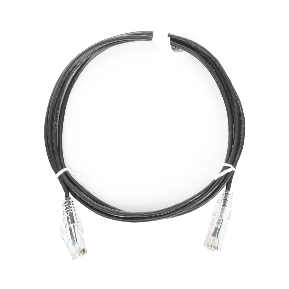 Cable de Parcheo Slim UTP Cat6 - 2 Metros (6.56 Pies) Negro Di?metro Reducido (28 AWG)