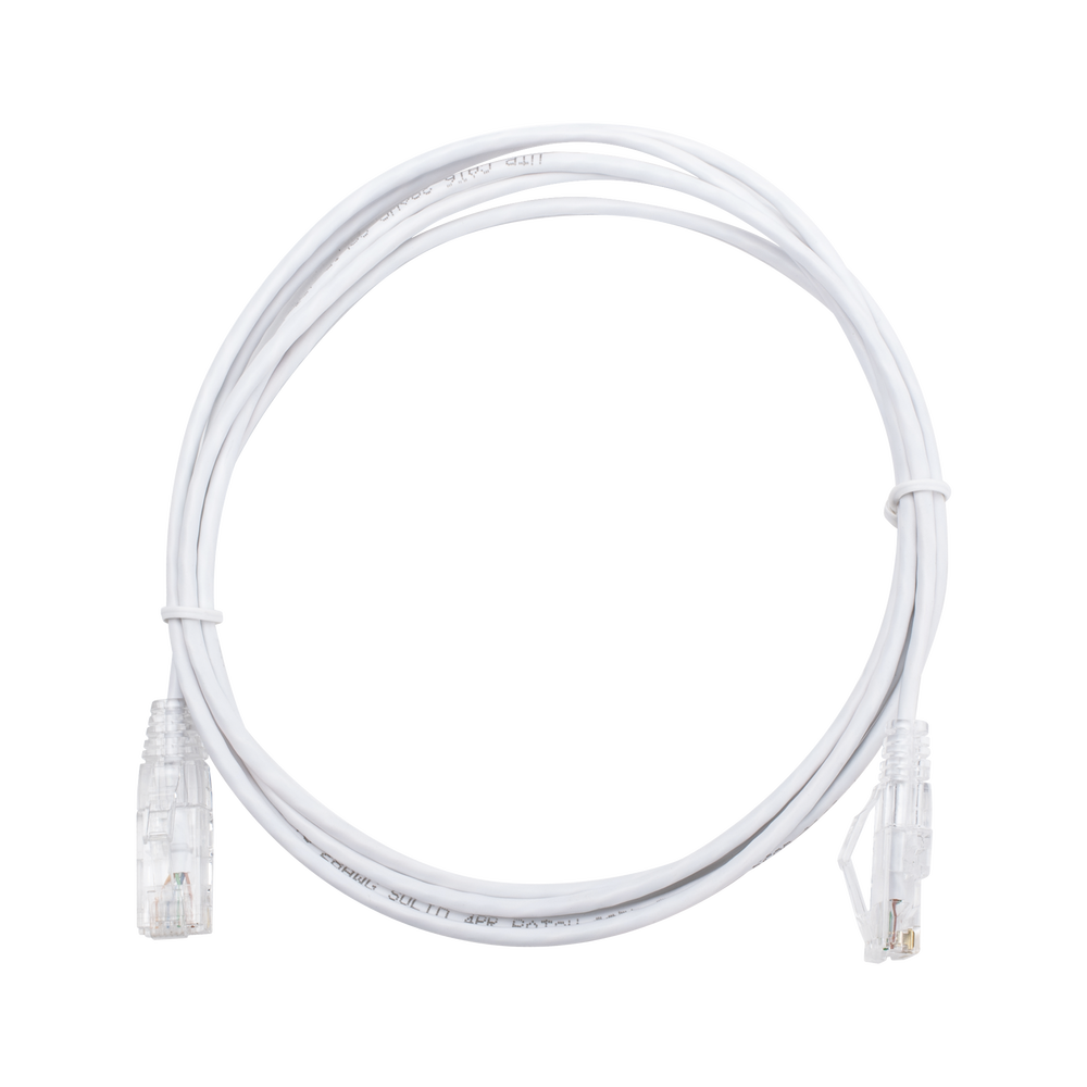 Cable de Parcheo Slim UTP Cat6 - 2 Metros (6.56 Pies) Blanco Di?metro Reducido (28 AWG)