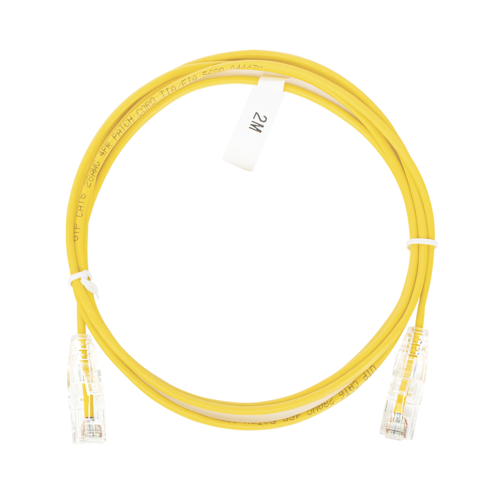 Cable de Parcheo Slim UTP Cat6 - 2 Metros (6.56 Pies) Amarillo Di?metro Reducido (28 AWG)
