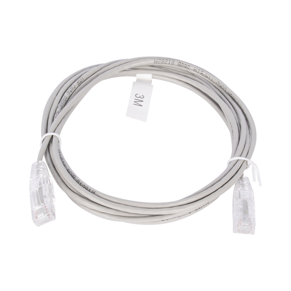 Cable de Parcheo Slim UTP Cat6 - 3 Metros (9.84 Pies) Gris Di?metro Reducido (28 AWG)