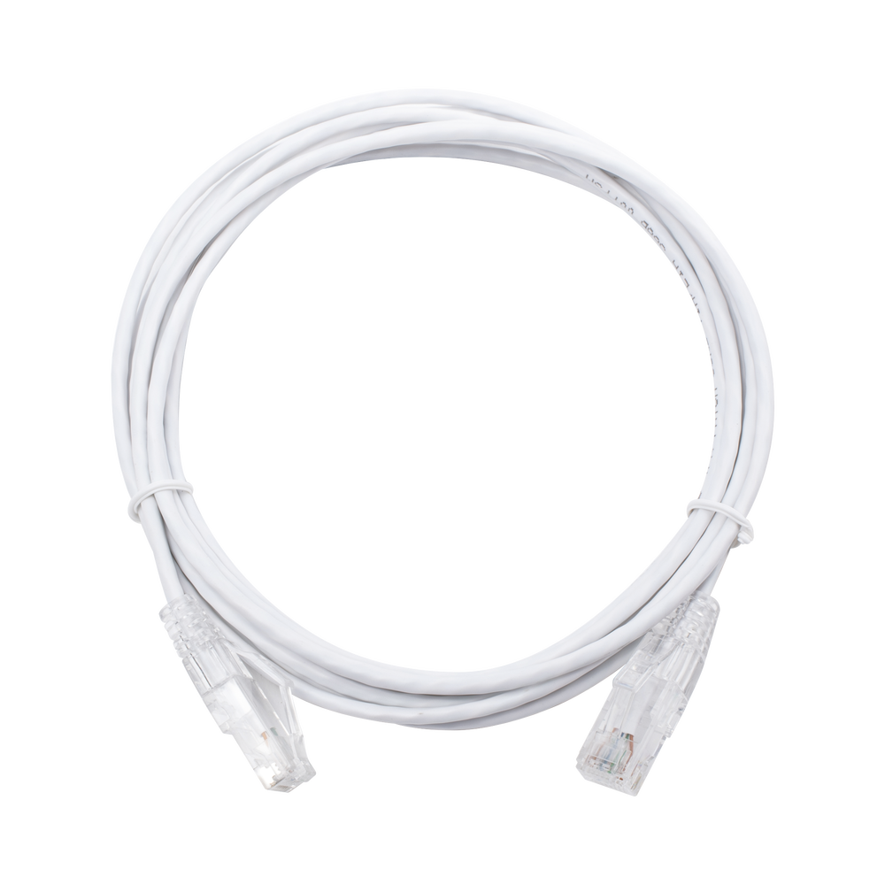 Cable de Parcheo Slim UTP Cat6 - 3 Metros (9.84 Pies) Blanco Di?metro Reducido (28 AWG)