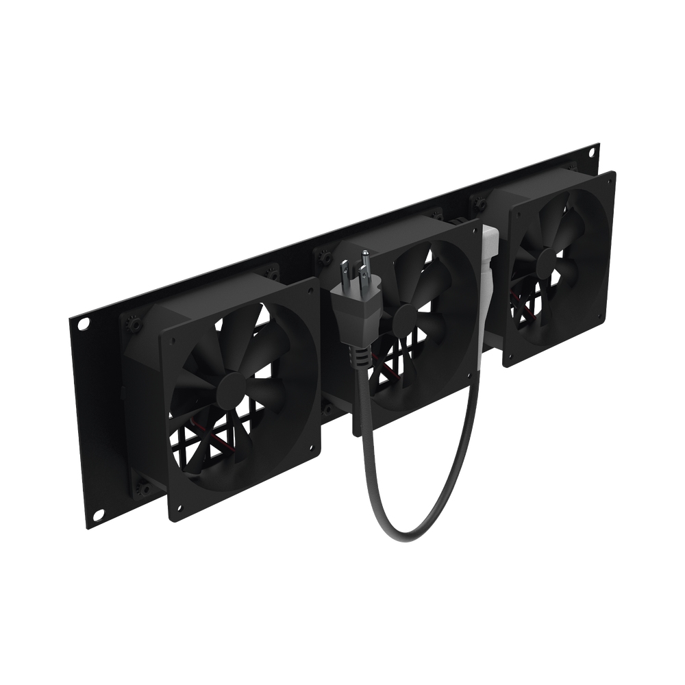Kit de 3 Ventilador 110 Vca (12 x 12 cm) con Clavija 5-15P. Para instalación en Postes Rack