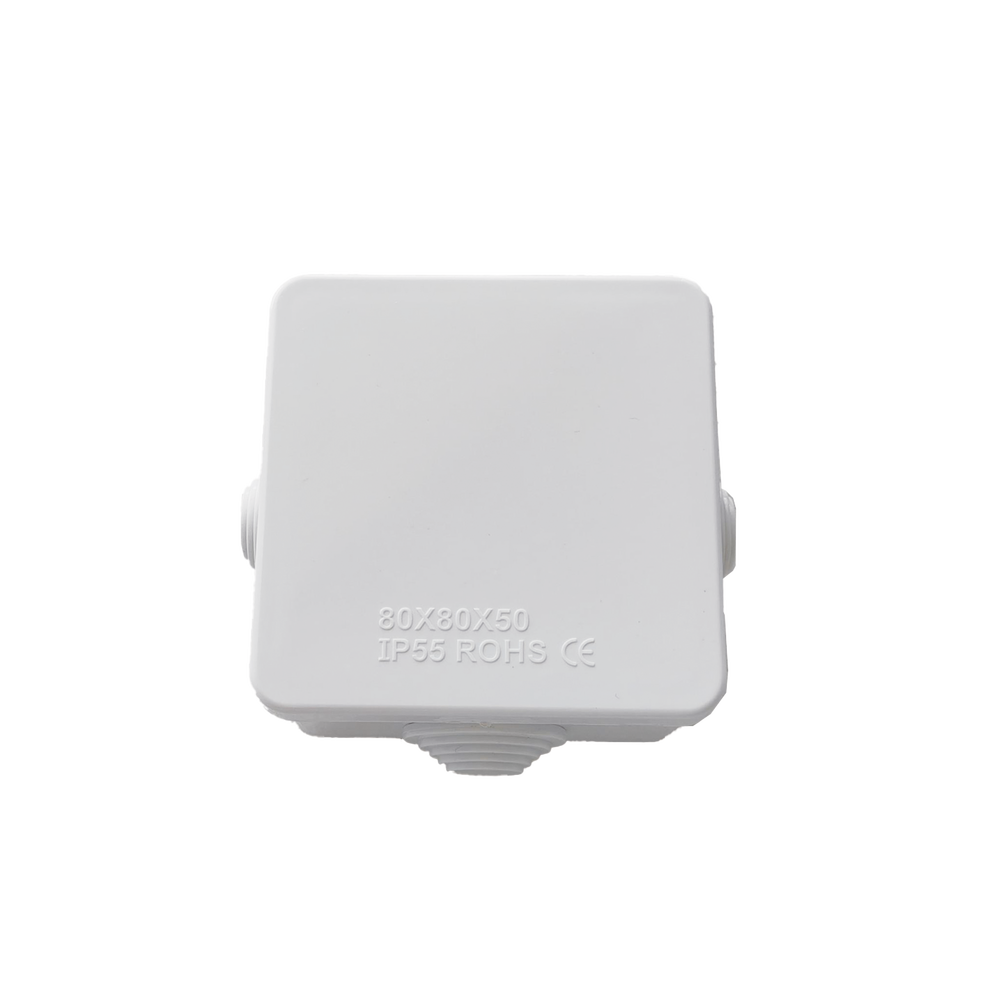 Caja de Conexiones Impermeable IP55 con 4 Entradas, 80 x 80 x 50 mm, para Instalaciones Industriales, Comerciales y Residenciales, Incluye Tornillería para su Instalación