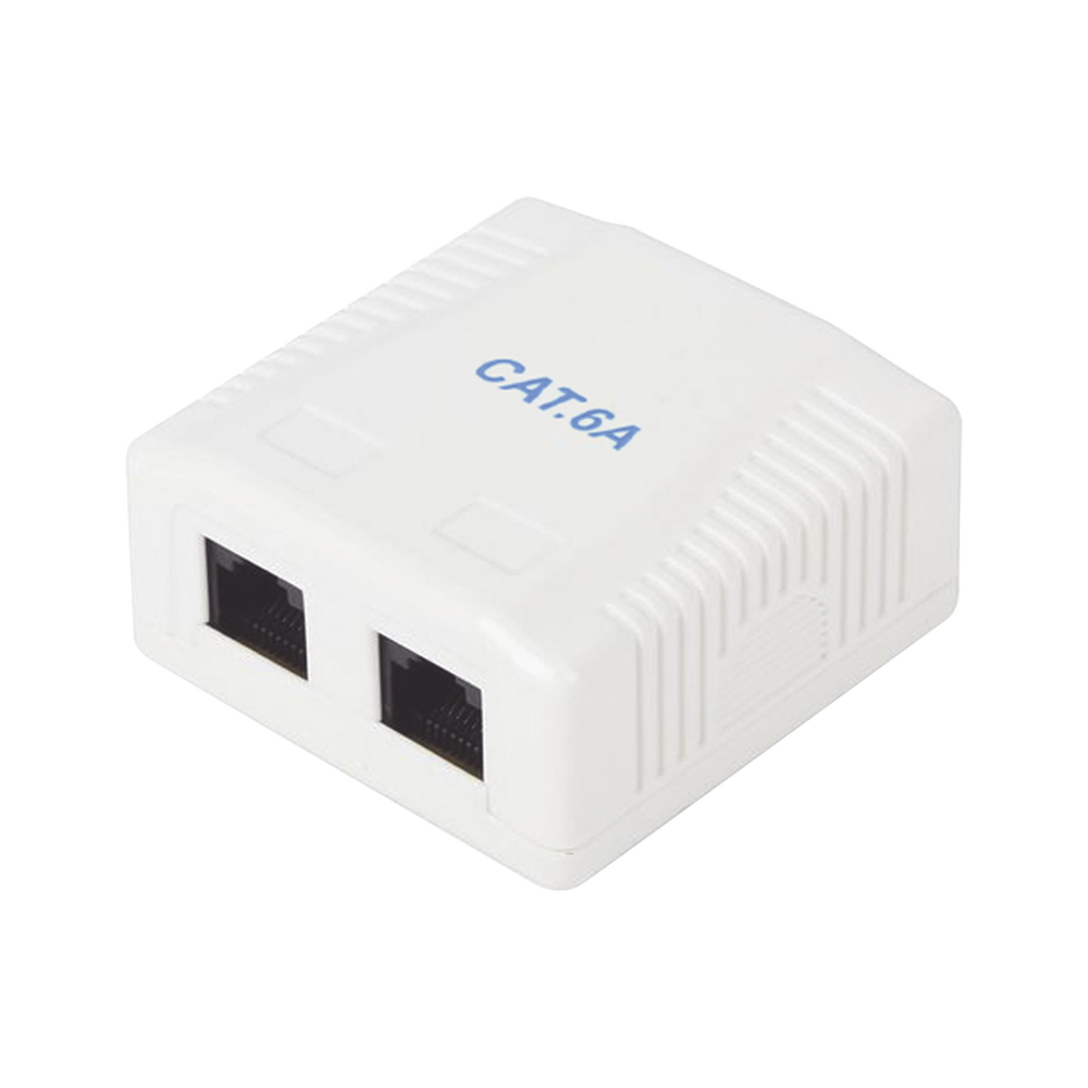Caja de Pared con 2 Puertos, Incluye 2 Jacks UTP Cat6A