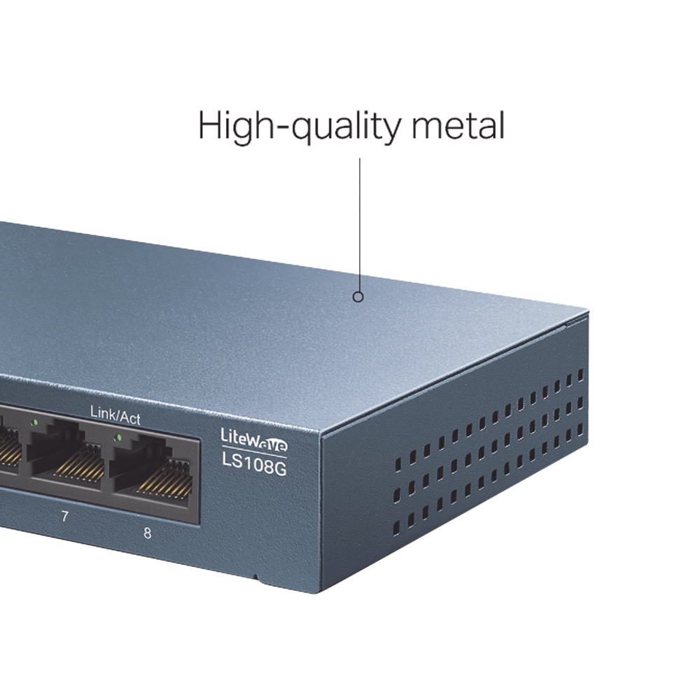 Switch de escritorio Gigabit de 8 puertos 10/100/1000Mbps, carcasa metálica - Image 2