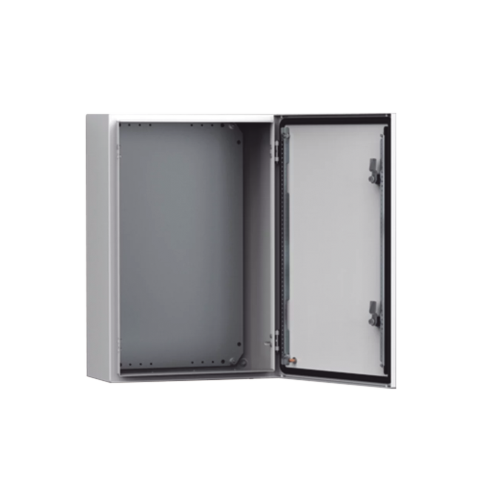 Gabinete de Uso Exterior NEMA 4/12/13; IP66; IK10, 600 x 600 x 400 mm (23.62 x 23.62 x 15.75 Pulgadas), de Acero, Color Gris Claro