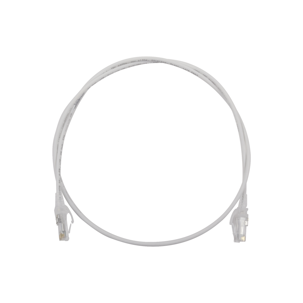 Patch Cord MC6 Modular Cat6 UTP, CM/LS0H, 0.91 Metros (3 Pies), Color Blanco, Di?metro Reducido (28AWG)