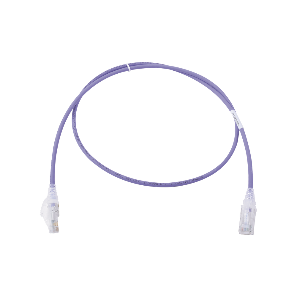 Patch Cord MC6 Modular Cat6 UTP, CM/LS0H, 0.91 Metros (3 Pies), Color Violeta, Di?metro Reducido (28AWG), Versi?n Bulk (Sin Empaque Individual)