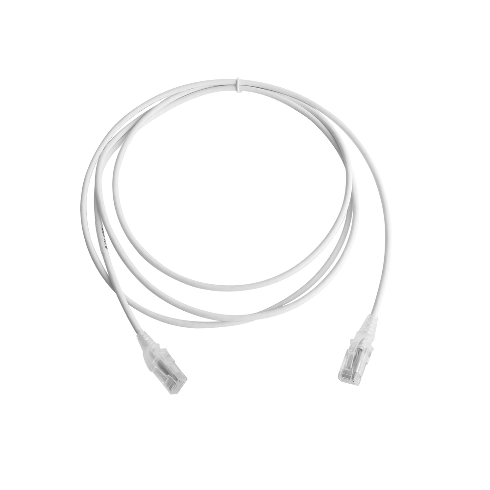 Patch Cord MC6 Modular Cat6 UTP, CM/LS0H, 2.13 Metros (7 Pies), Color Blanco, Di?metro Reducido (28AWG), Versi?n Bulk (Sin Empaque Individual)