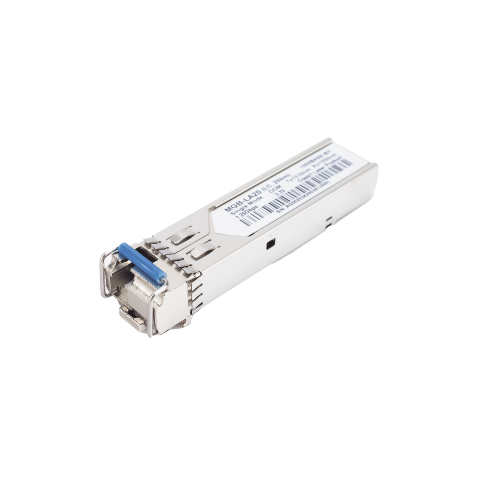 Transceptor WDM mini-Gbic SFP 1G LC TX:1310nm RX:1550 para fibra Mono Modo 20 Km, Requiere MGB-LB20