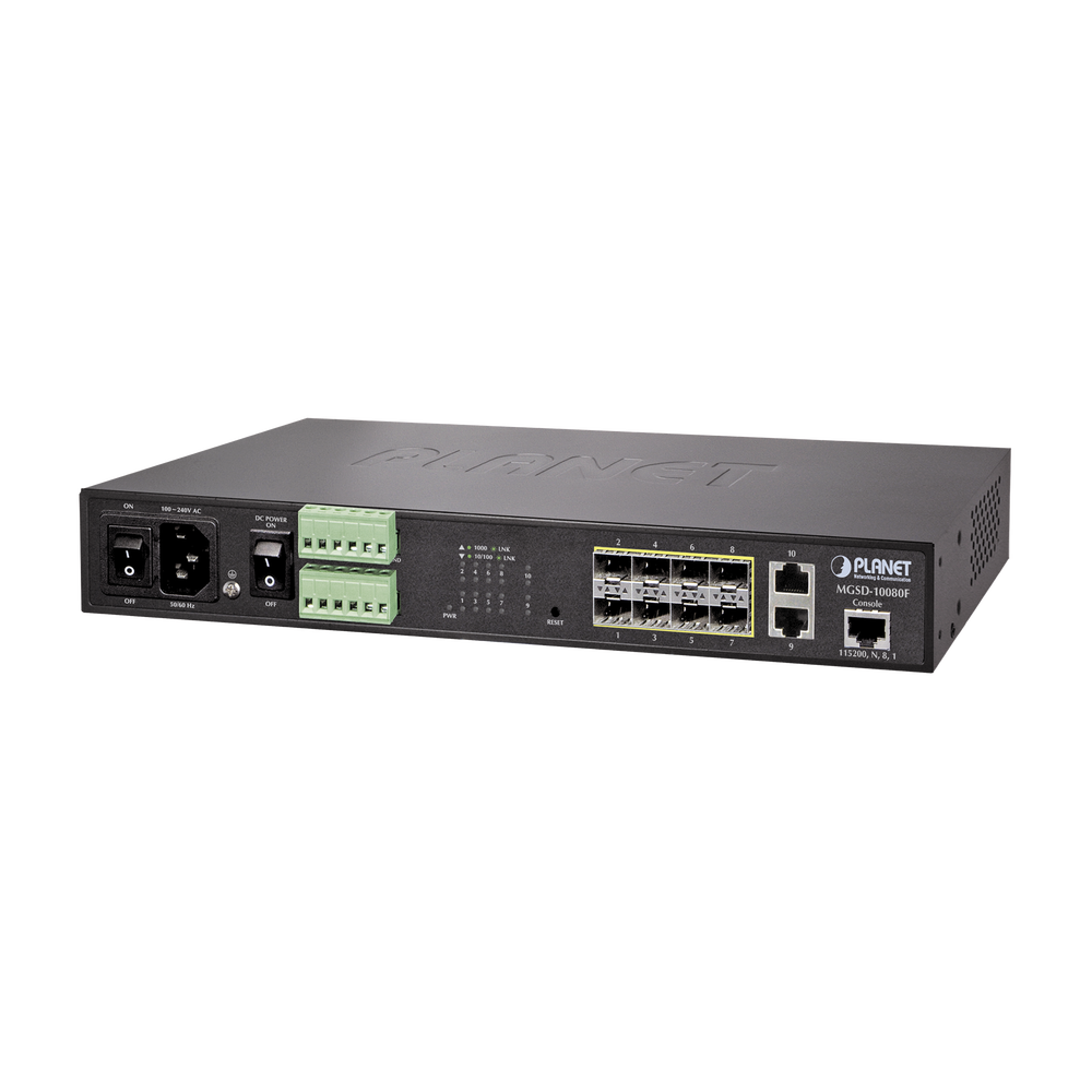 Switch Administrable L2, 8 puertos 100/1000X SFP, 2 puertos 10/100/1000T