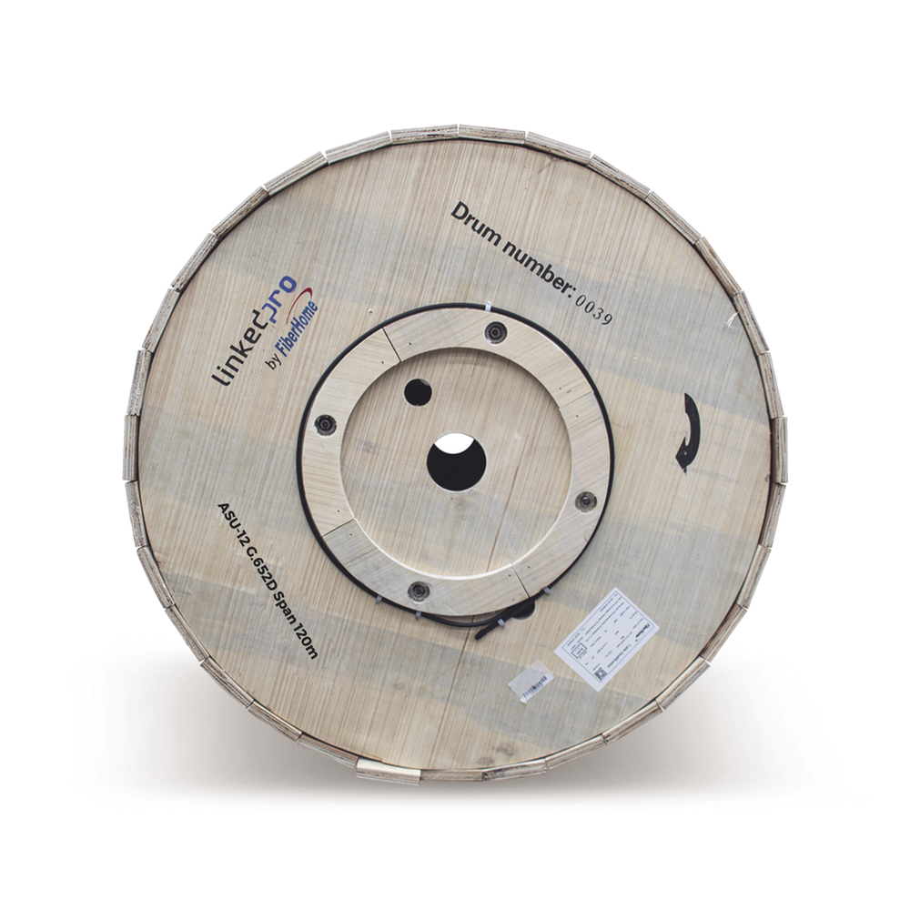 Carrete de 4 km de Fibra ?ptica A?rea Mini ADSS (ASU) G.652D, Monomodo de 12 Hilos, Exterior, Span 120, Loose Tube