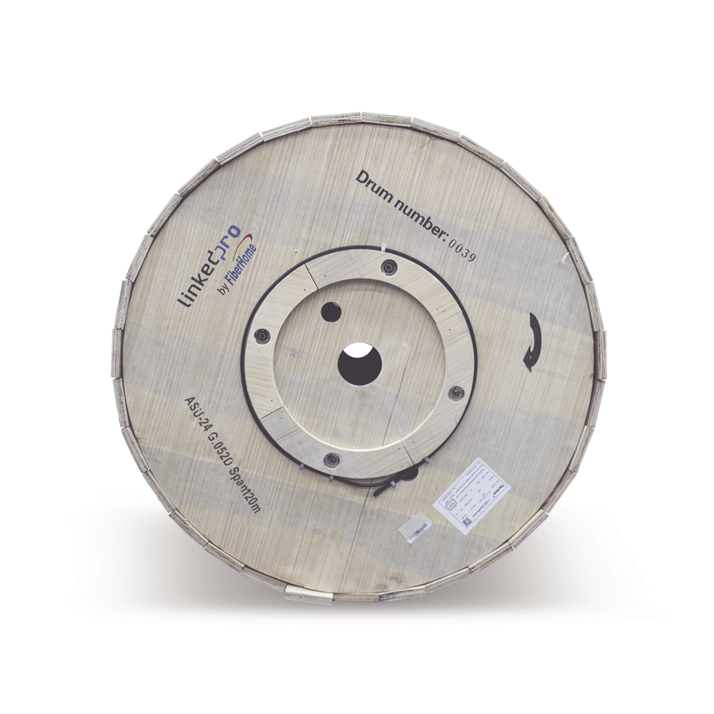 Carrete de 4 Kil?metros de Fibra ?ptica A?rea Mini ADSS (ASU) G.652D, Monomodo de 24 Hilos, Exterior, Span 120, Loose Tube