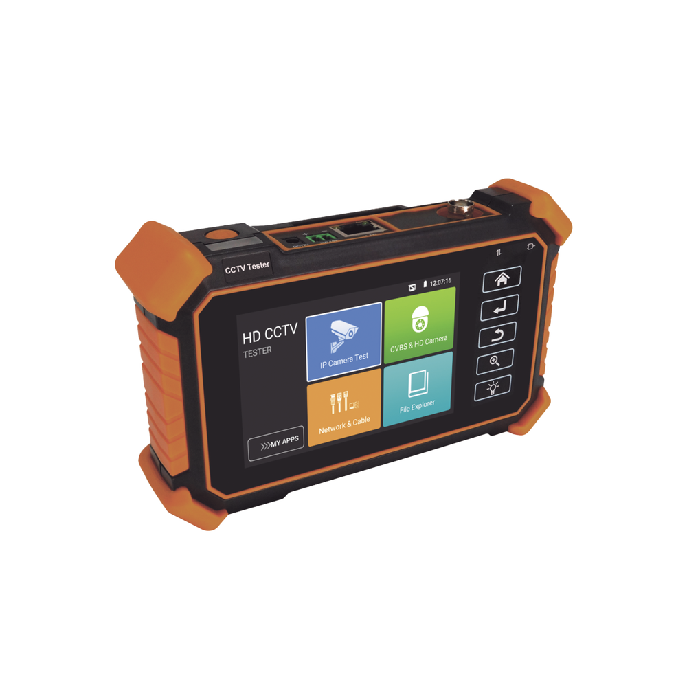 Probador de Vídeo de muñeca / Soporta ONVIF, 8K, H.264 y H.265 / TVI de 8 MP, CVI de 8 MP, y  AHD de 8 MP / Salida de energía  DC12V 3A, 48V PoE 25.5W / Admite RS485 / Prueba de audio TVI 5.0 / Prueba de cable UTP, RJ45 TDR