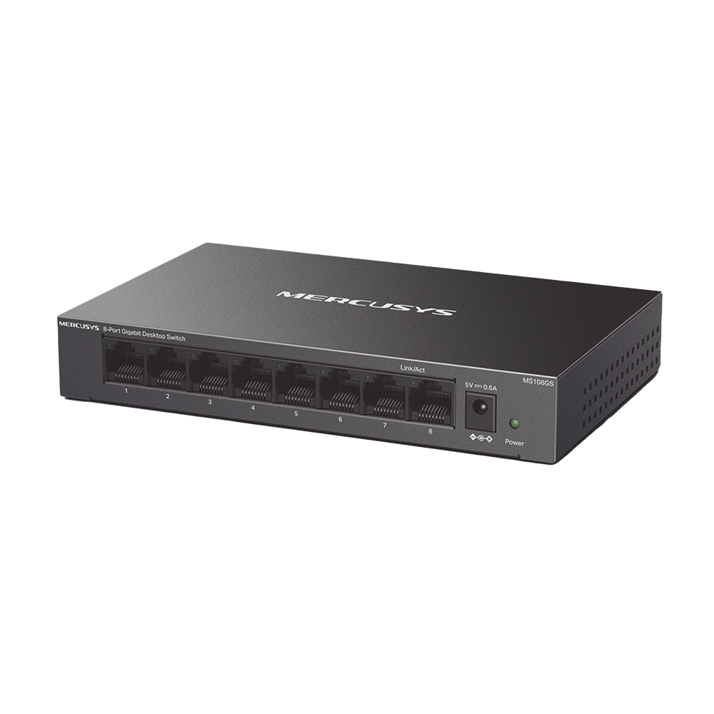 Switch NO Administrable / Para escritorio / Carcasa de Metal / 8 puertos 10/100/1000 Mbps / Diseño Compacto / Plug and Play