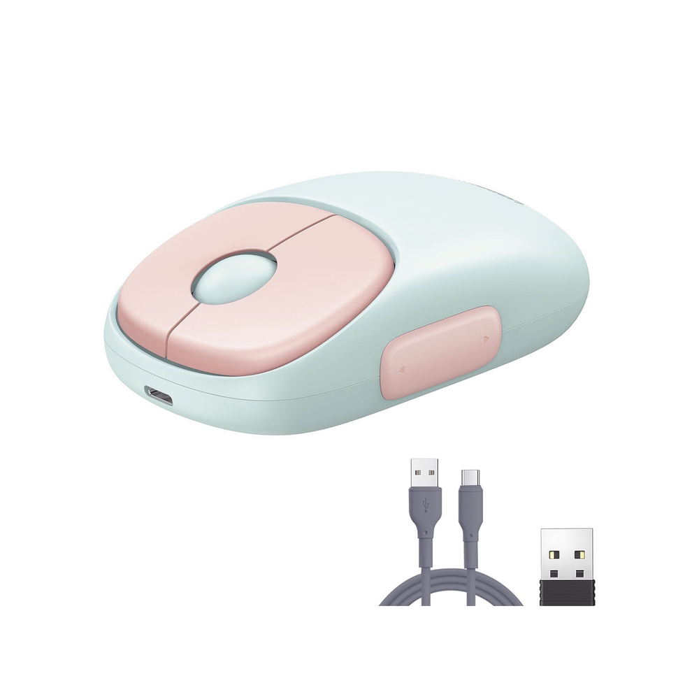 Mouse Inalámbrico FUN | Recargable| 2.4G & Bluetooth | 4 Niveles de DPI | Silencioso | Ergonómico | 5 Botones | Compatible con Windows, macOS 10.5, Android iOS Linux y Chrome OS | Color Rosa. - Image 3