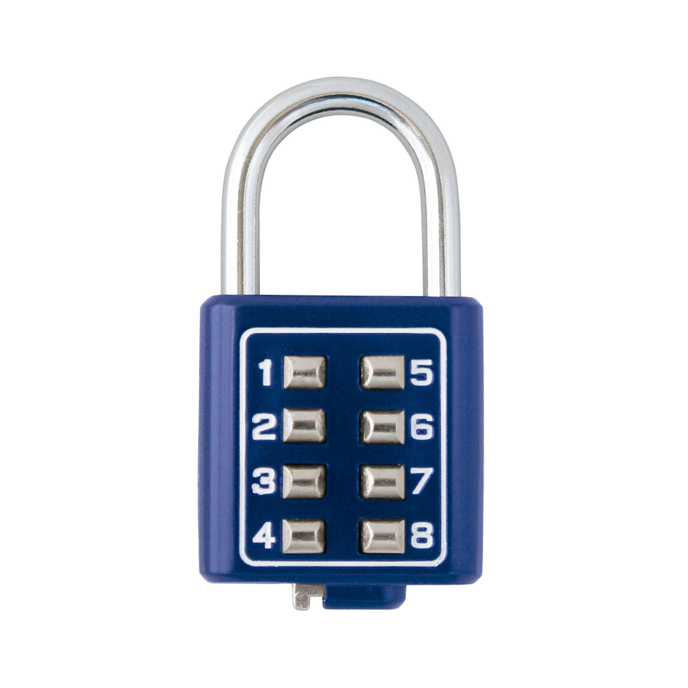 Candado Digital de Combinación M35 / No Requiere Llave / Combinación única integrada por 4 dígitos / Color Azul.