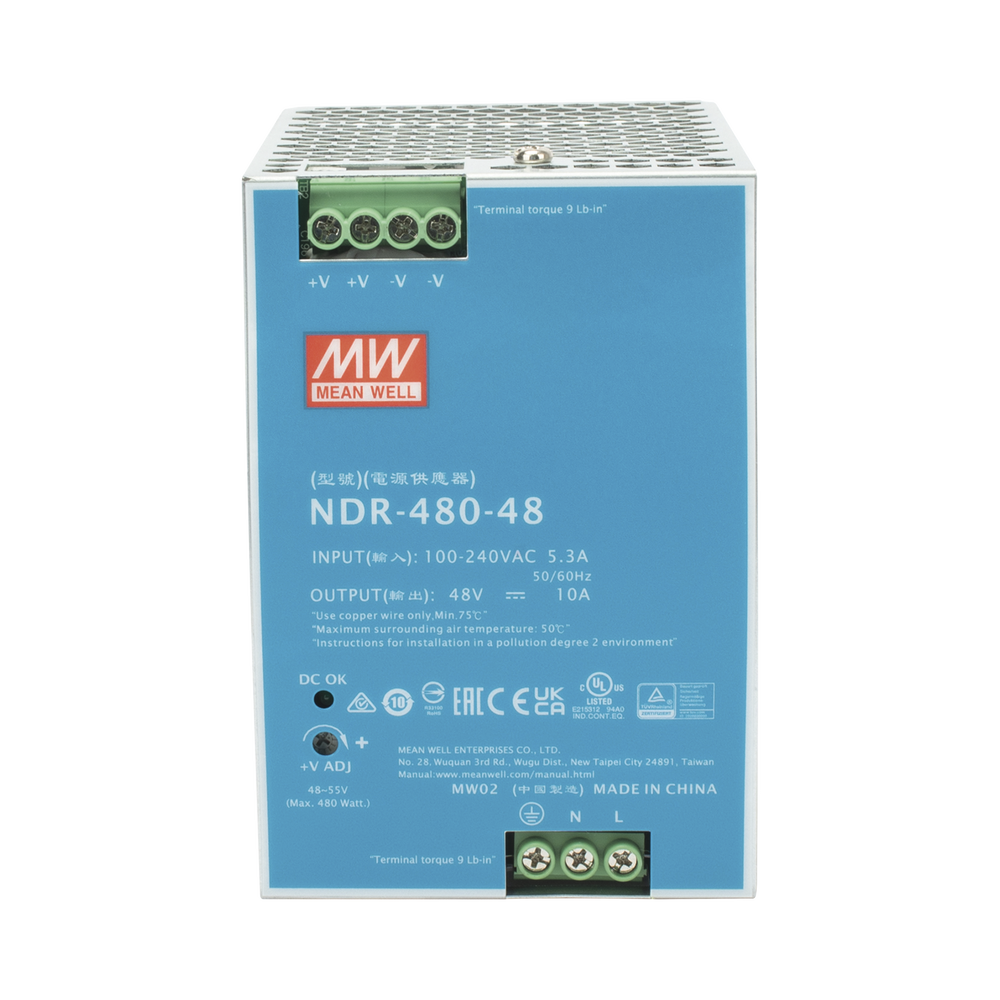 Fuente de Poder Industrial de 480W, salida 48 Vcc, para montaje en riel Din - Image 2