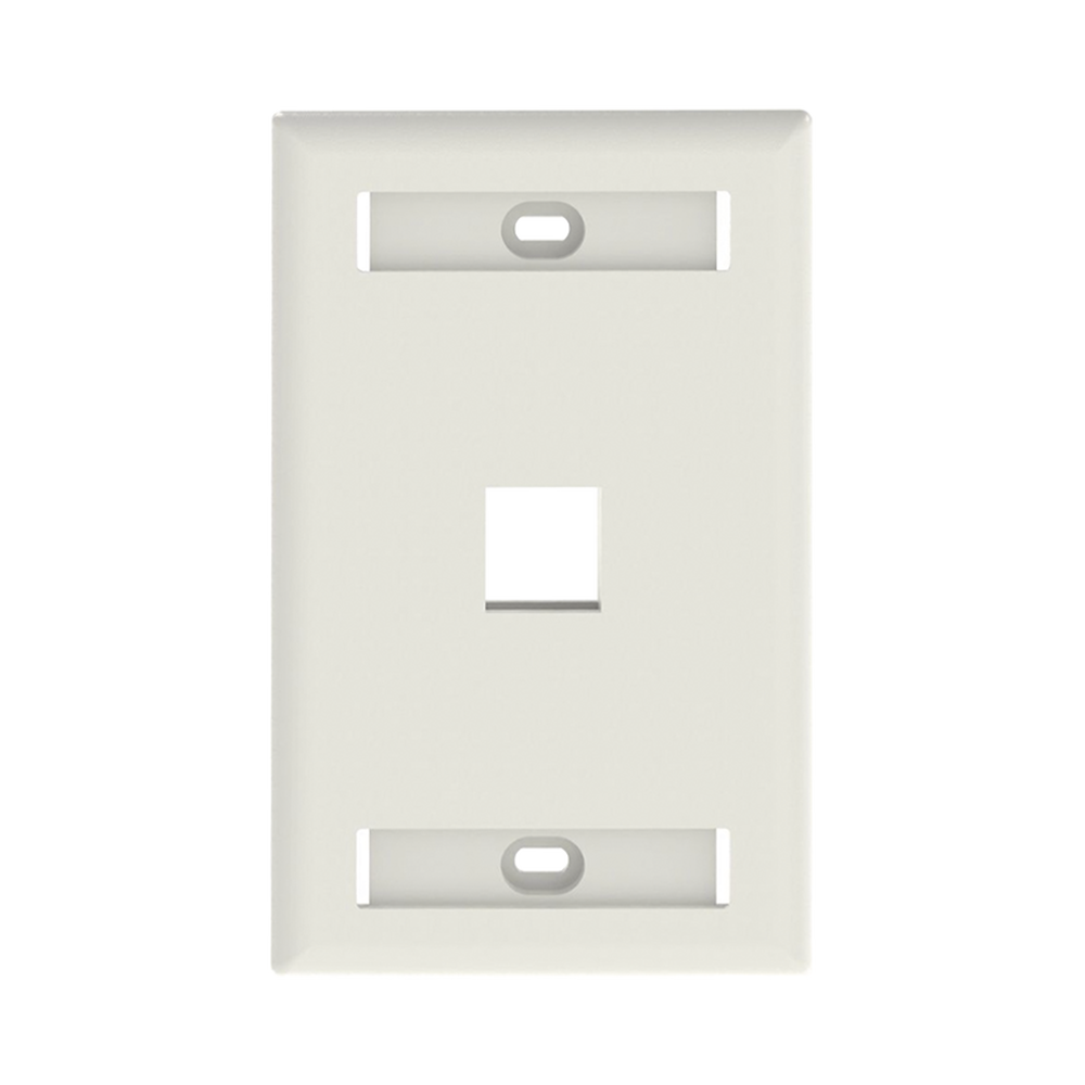 Placa de Pared Vertical, Salida Para 1 Puerto Keystone, Con Espacios Para Etiquetas, Color Blanco Mate