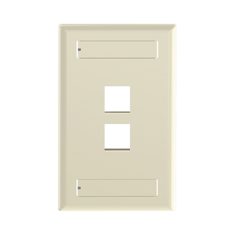 Placa de Pared Vertical, Salida Para 2 Puertos Keystone, Con Espacios Para Etiquetas, Color Marfil