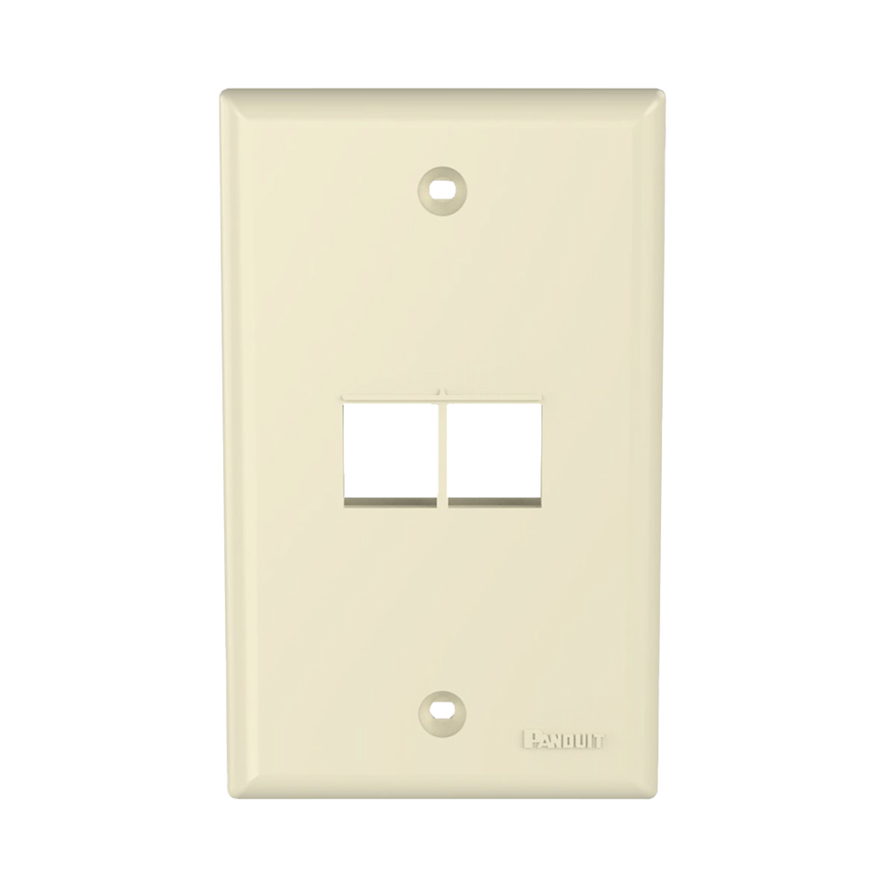 Placa de Pared Vertical, Salida Para 2 Puertos Keystone, Color Marfil