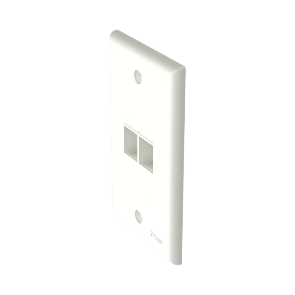Placa de Pared Vertical, Salida Para 2 Puertos Keystone, Color Blanco Mate - Image 2