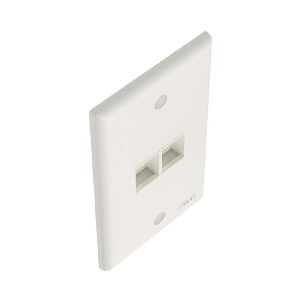 Placa de Pared Vertical, Salida Para 2 Puertos Keystone, Color Blanco Mate - Image 4