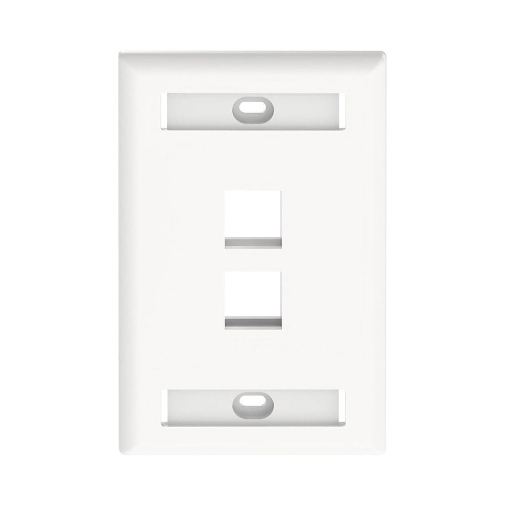 Placa de Pared Vertical, Salida Para 2 Puertos Keystone, Con Espacios Para Etiquetas, Color Blanco