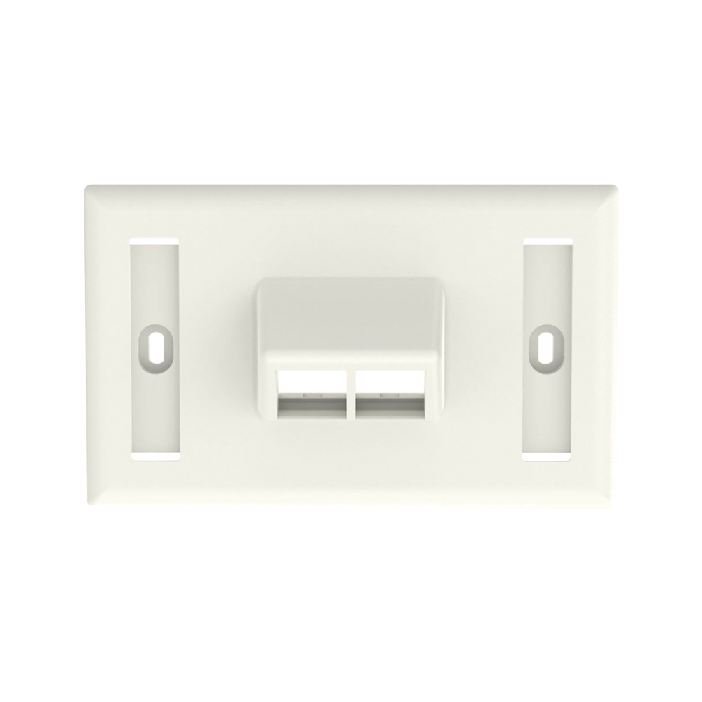 Placa de Pared Horizontal, Salida Para 2 Puertos Keystone, Con Espacios Para Etiquetas, Color Blanco Mate