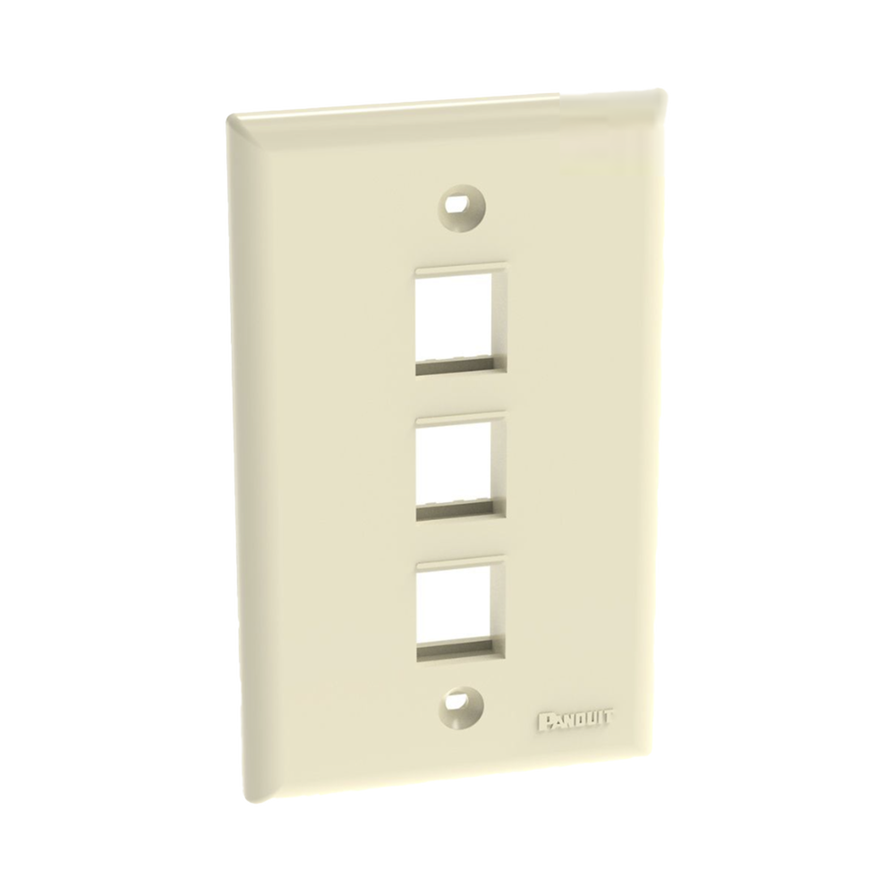 Placa de Pared Vertical, Salida Para 3 Puertos Keystone, Color Marfil