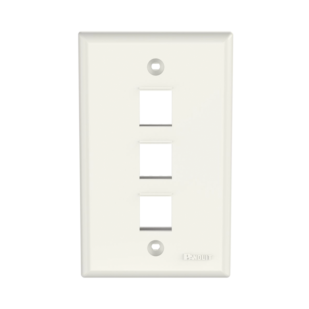 Placa de Pared Vertical, Salida Para 3 Puertos Keystone, Color Blanco Mate