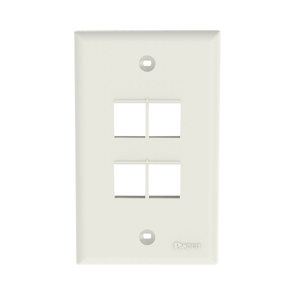 Placa de Pared Vertical, Salida Para 4 Puertos Keystone, Color Blanco Mate