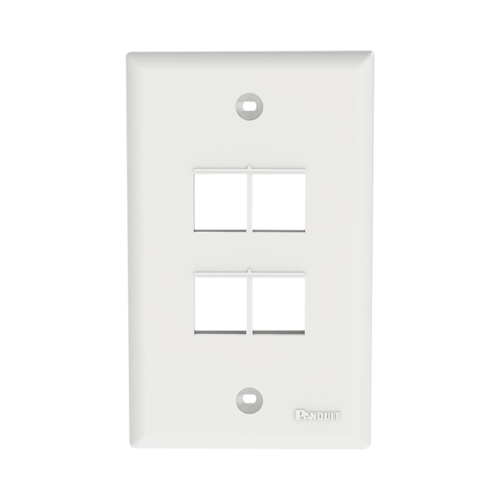 Placa de Pared Vertical, Salida Para 4 Puertos Keystone, Color Blanco