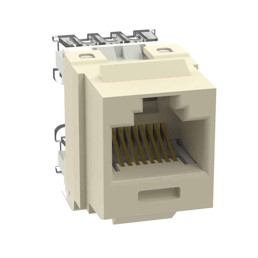 Conector Jack Estilo 110 (de Impacto), Tipo Keystone, Categor?a 6, de 8 Posiciones y 8 Cables, Color Marfil