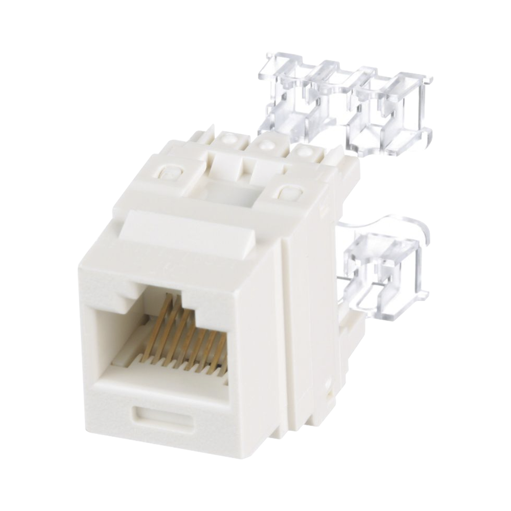 Conector Jack Estilo 110 (de Impacto), Tipo Keystone, Categor?a 6, de 8 Posiciones y 8 Cables, Color Blanco Mate