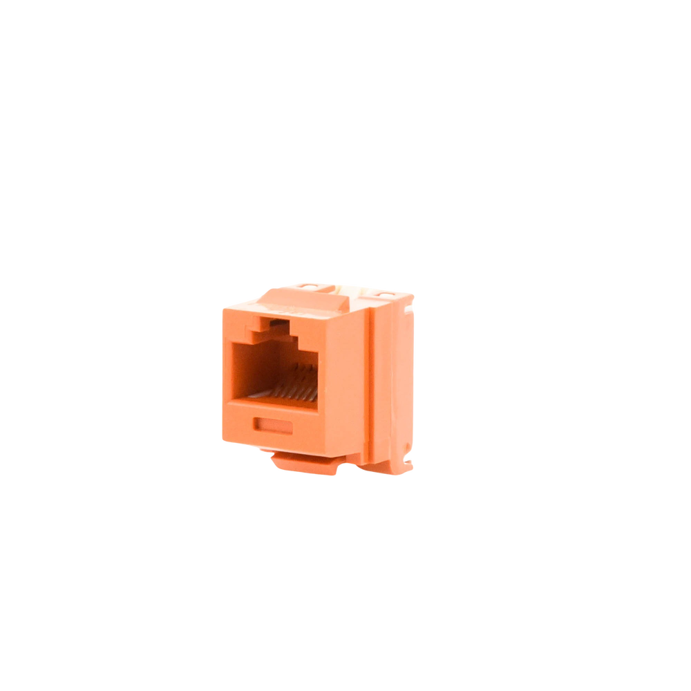 Conector Jack Estilo 110 (de Impacto), Tipo Keystone, Categor?a 6, de 8 Posiciones y 8 Cables, Color Naranja