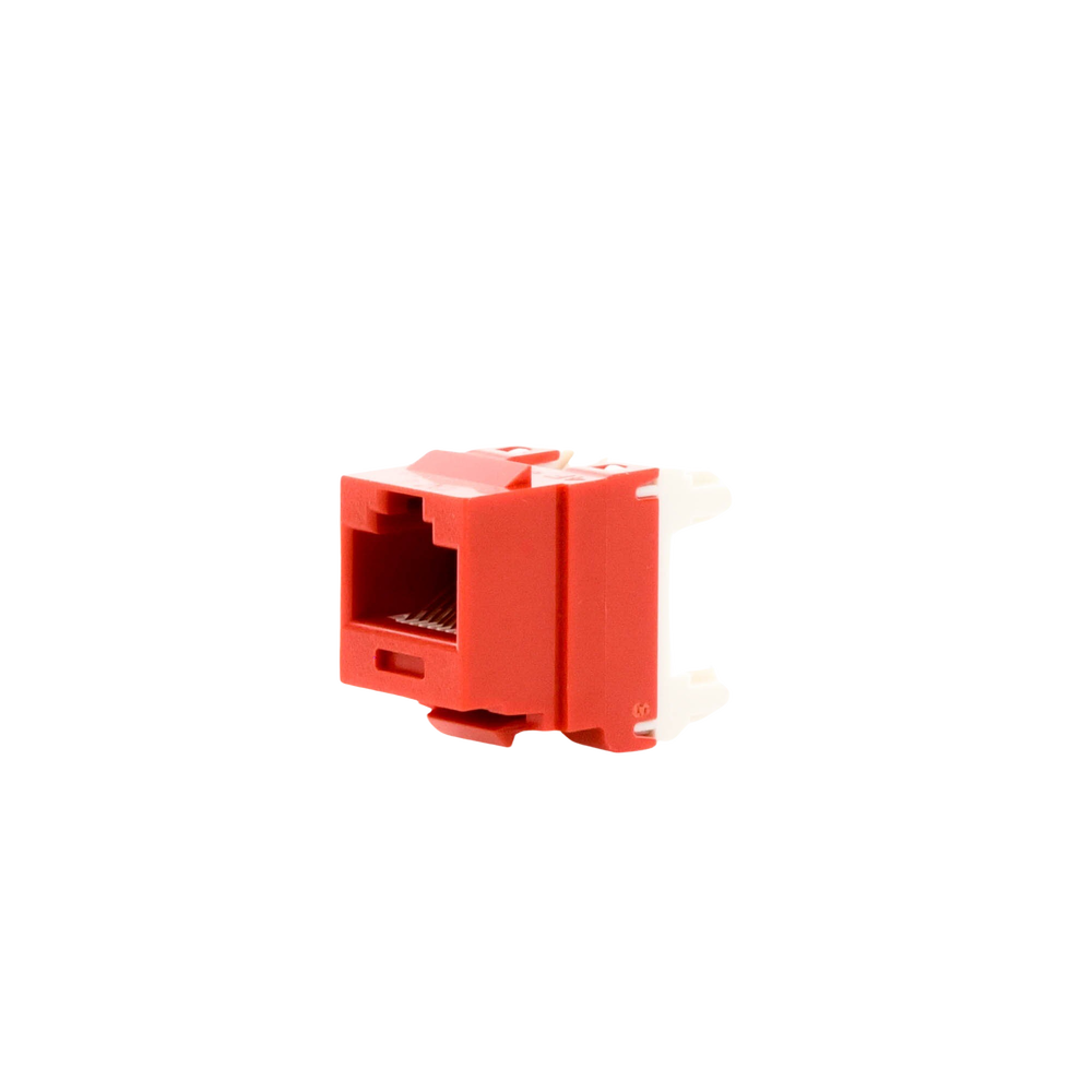 Conector Jack Estilo 110 (de Impacto), Tipo Keystone, Categor?a 6, de 8 Posiciones y 8 Cables, Color Rojo