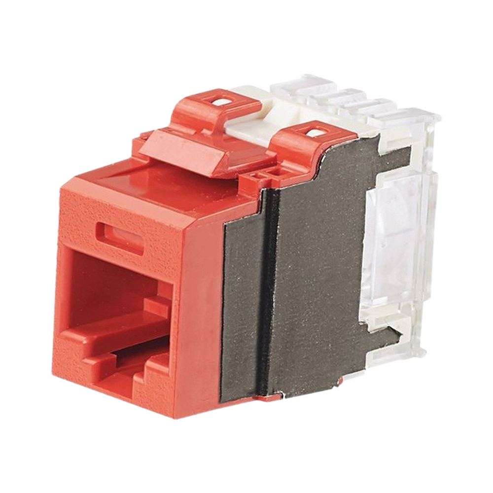 Conector Jack Estilo 110 (de Impacto), Tipo Keystone, Categor?a 6A, de 8 Posiciones y 8 Cables, Color Rojo