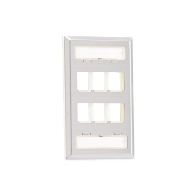 Placa de Pared Vertical, Salida Para 6 Puertos Keystone, Con Espacios Para Etiquetas, de Acero Inoxidable