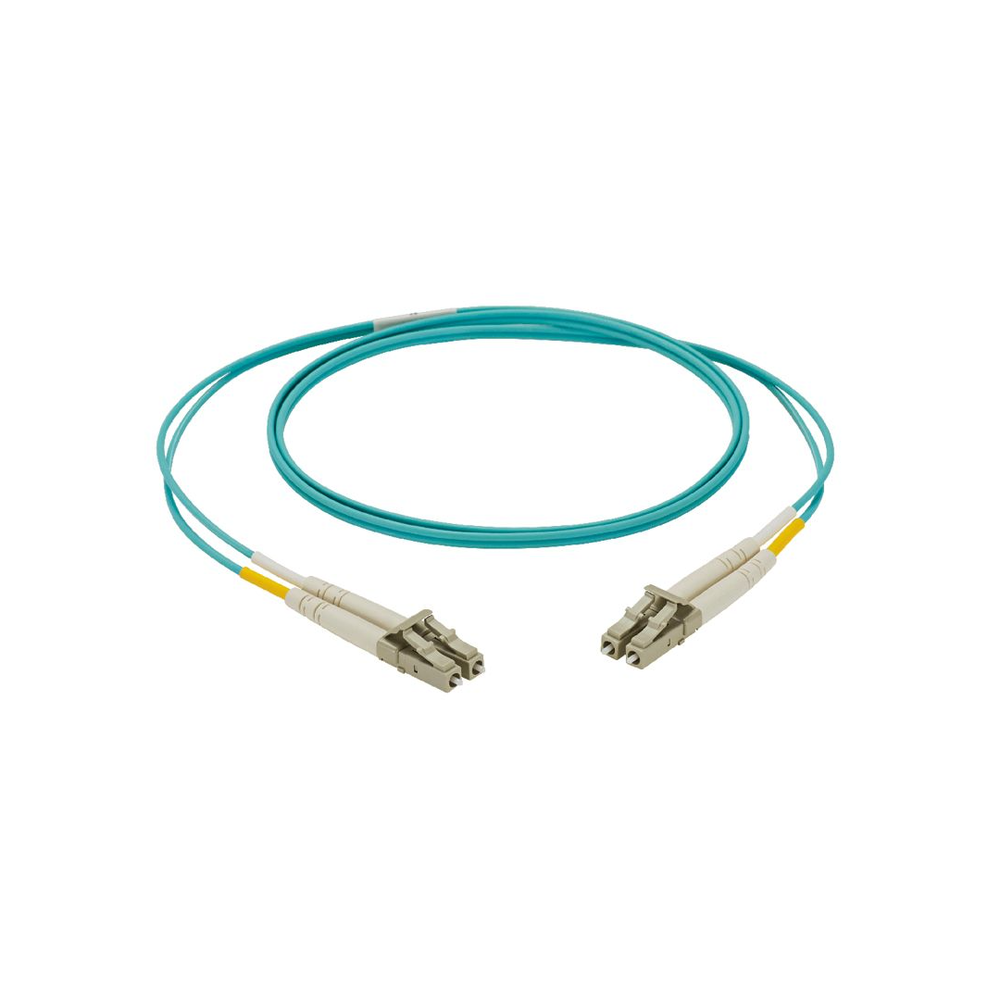 Jumper de Fibra Optica Multimodo 50/125 OM3, LC-LC Duplex, LSZH, Color Aqua, 3 Metros (9.84 Pies)