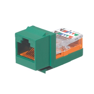 Conector Jack Estilo Leadframe, Tipo Keystone, Categor?a 5e, de 8 Posiciones y 8 Cables, Color Verde
