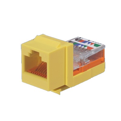Conector Jack Estilo Leadframe, Tipo Keystone, Categor?a 5e, de 8 Posiciones y 8 Cables, Color Amarillo