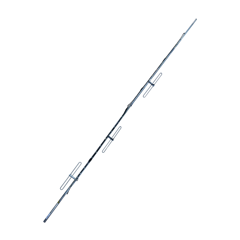 Antena base de 4 dipolos. Rango de frecuencia de 144 - 160 MHz y ganancia de 6/9 dBi omnidireccional/direccional.