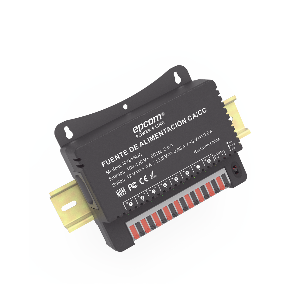 Fuente de Poder / Para 8 Cámaras / Ajustables a 12 o 13.5 o 15 Vcc / 8 Amperes / Instalación en Pared. - Image 2