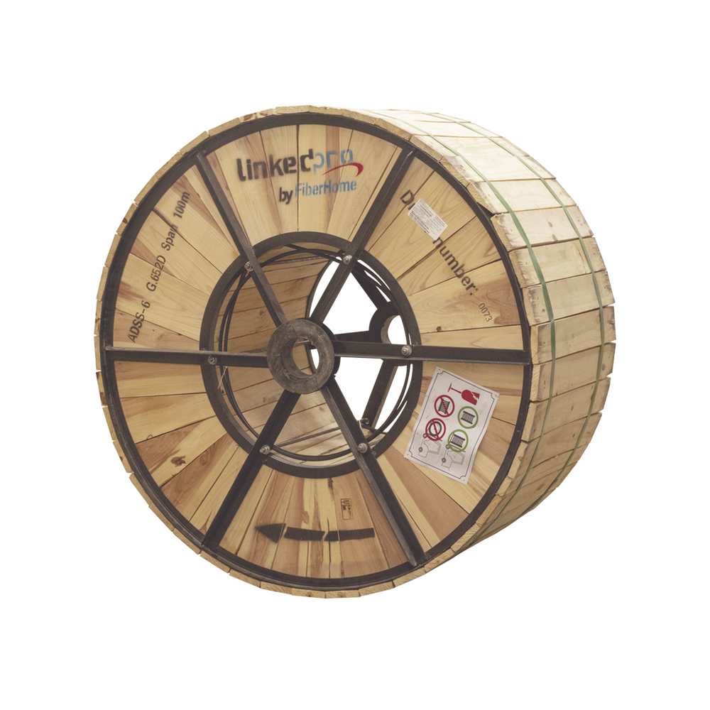 Carrete de 4 km de Fibra ?ptica A?rea (ADSS) G.652D, Monomodo de 24 Hilos, Exterior, Span 100, Loose Tube