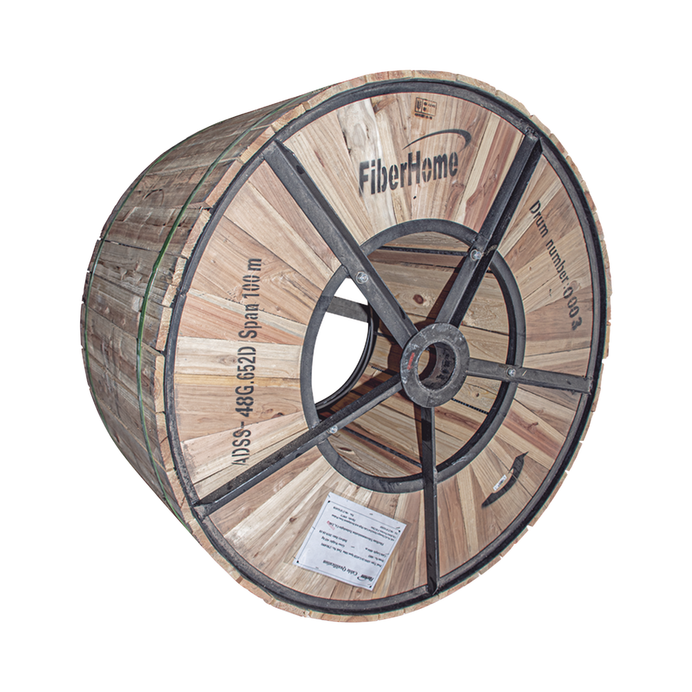 Carrete de 4 km de Fibra ?ptica A?rea (ADSS) G.652D, Monomodo de 48 Hilos, Exterior, Span 100, Loose Tube