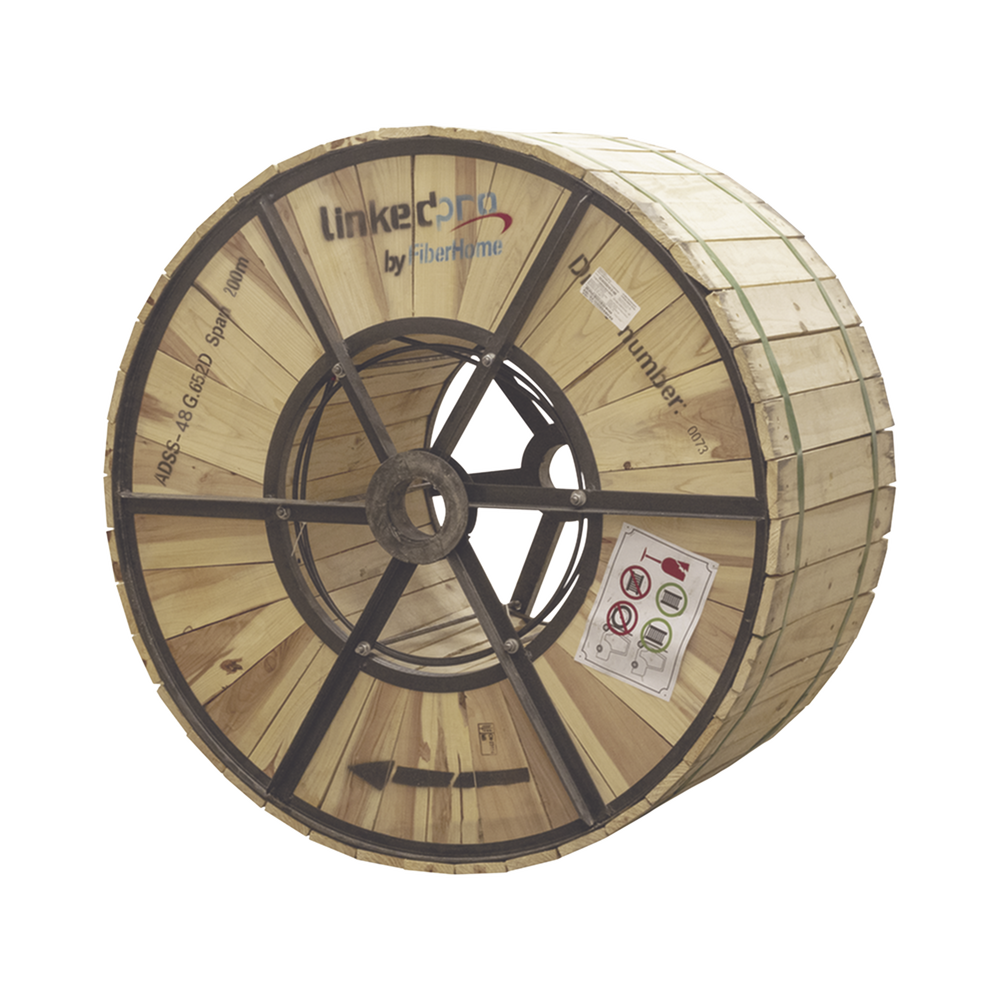 Carrete de 4 Kil?metros de Fibra ?ptica A?rea (ADSS) G.652D, Monomodo de 48 Hilos, Exterior, Span 200, Loose Tube