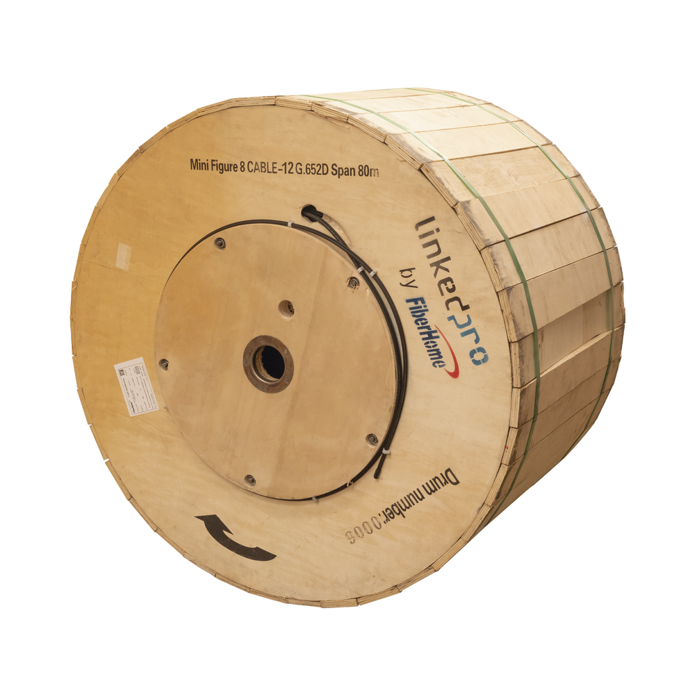 Carrete de 4 Kil?metros de Fibra ?ptica A?rea Mini Figura 8, G.652D, Monomodo de 12 Hilos, Exterior, Span 80, Loose Tube